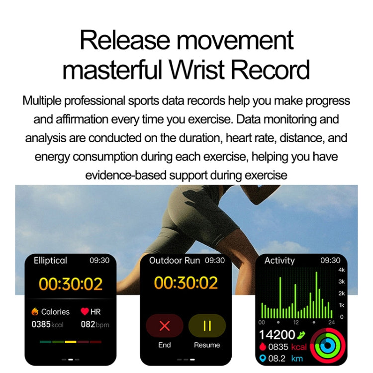 ET585 2.04 inch Silicone Strap IP68 Waterproof Smart Watch, Support ECG / Blood Composition Measurement(Black) by bashfashion