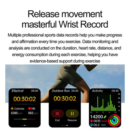 ET585 2.04 inch Silicone Strap IP68 Waterproof Smart Watch, Support ECG / Blood Composition Measurement(Black) by bashfashion