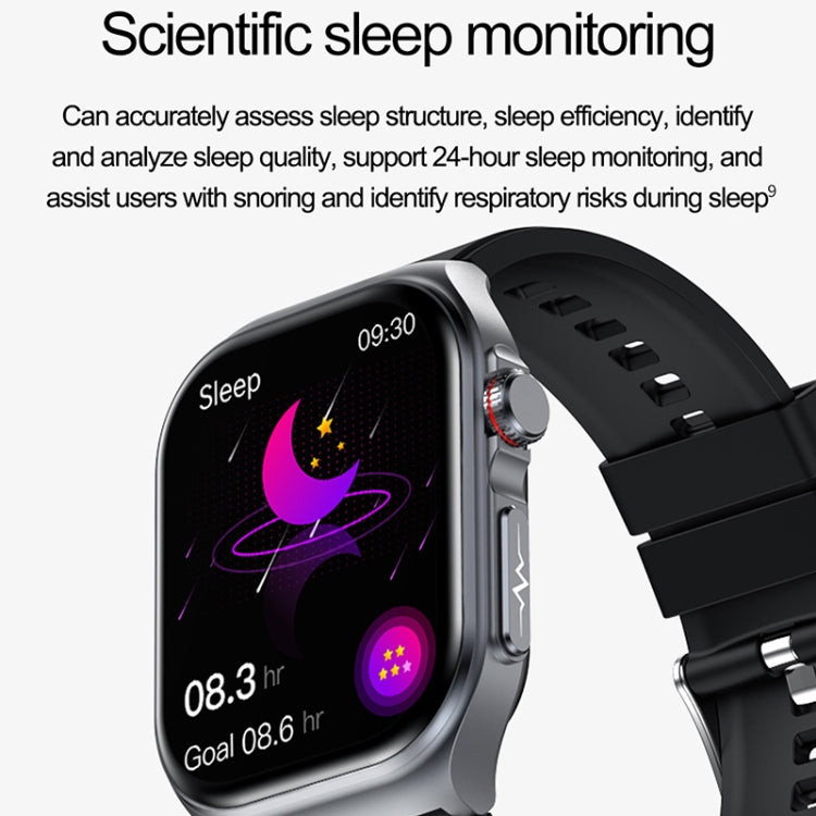 ET585 2.04 inch Silicone Strap IP68 Waterproof Smart Watch, Support ECG / Blood Composition Measurement(Black) by bashfashion
