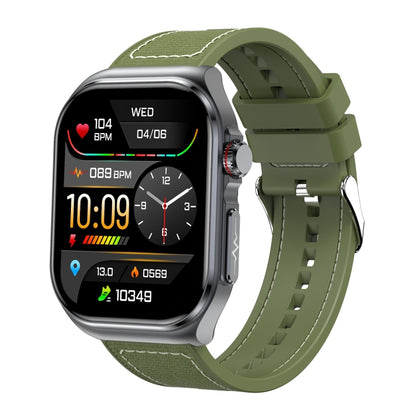 ET585 2.04 inch Nylon Strap IP68 Waterproof Smart Watch, Support ECG / Blood Composition Measurement(Green) by bashfashion