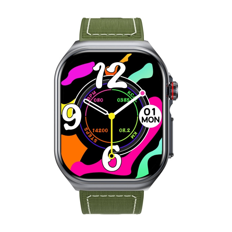 ET585 2.04 inch Nylon Strap IP68 Waterproof Smart Watch, Support ECG / Blood Composition Measurement(Green) by bashfashion