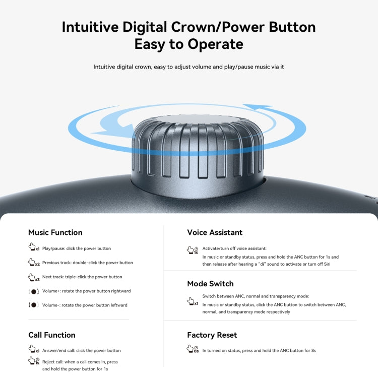 JOYROOM JR-JH1 Hybrid ANC Bluetooth Wireless Headphones Headset(Black) by JOYROOM