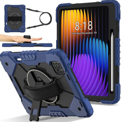 For Xiaomi Pad 7 / 7 Pro 2024 Contrast Color Robot Silicone Hybrid PC Tablet Case(Navy Black) by bashfashion