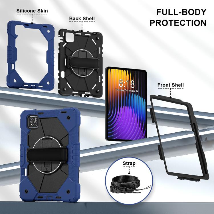 For Xiaomi Pad 7 / 7 Pro 2024 Contrast Color Robot Silicone Hybrid PC Tablet Case(Navy Black) by bashfashion