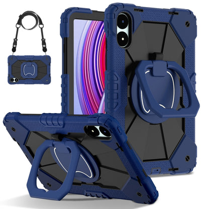 For Xiaomi Poco Pad 12.1 Contrast Color Robot Silicone Hybrid PC Tablet Case(Navy Black) by bashfashion