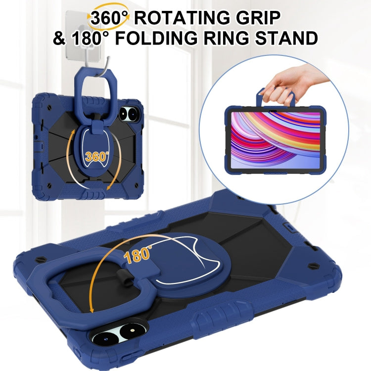 For Xiaomi Poco Pad 12.1 Contrast Color Robot Silicone Hybrid PC Tablet Case(Navy Black) by bashfashion