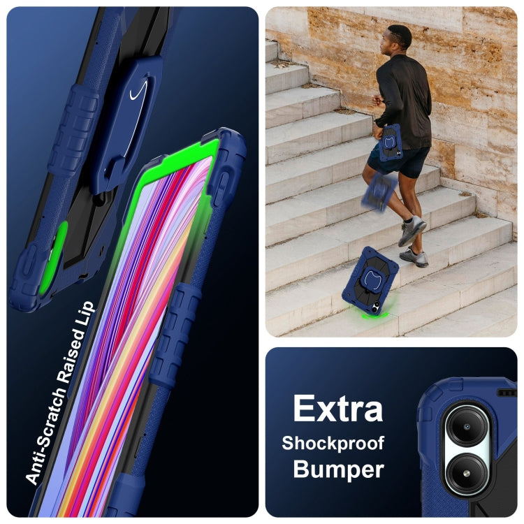 For Xiaomi Poco Pad 12.1 Contrast Color Robot Silicone Hybrid PC Tablet Case(Navy Black) by bashfashion