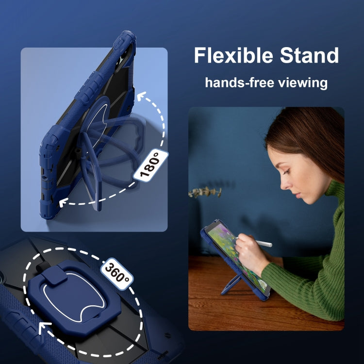 For Xiaomi Poco Pad 12.1 Contrast Color Robot Silicone Hybrid PC Tablet Case(Navy Black) by bashfashion