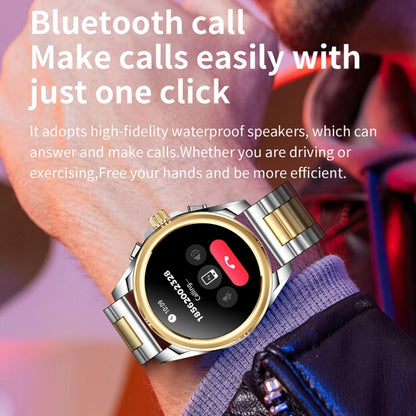 KC83 1.43 inch 1ATM Waterproof Smart Watch, Support Sedentary Reminder / Sleep Monitoring(Silver Steel Strap + Blue Leather Strap) by bashfashion