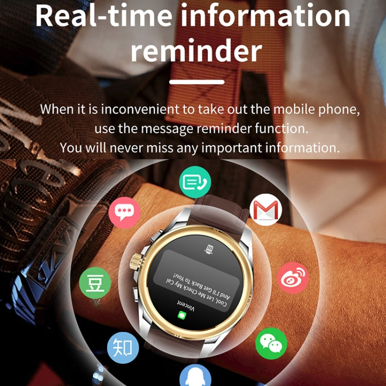 KC83 1.43 inch 1ATM Waterproof Smart Watch, Support Sedentary Reminder / Sleep Monitoring(Silver Steel Strap + Blue Leather Strap) by bashfashion