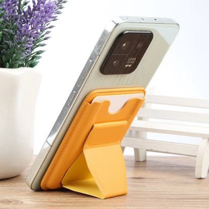 MagSafe Magnetic Wallet Card Hourglass Fold Holder Case(Yellow) by bashfashion