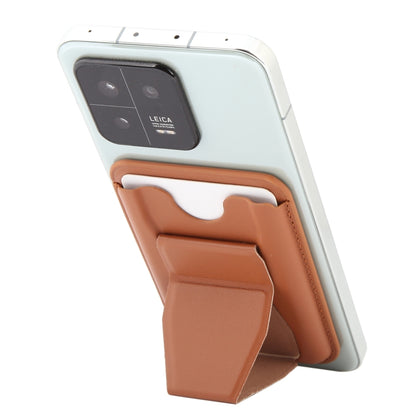 MagSafe Magnetic Wallet Card Hourglass Fold Holder Case(Brown) by bashfashion