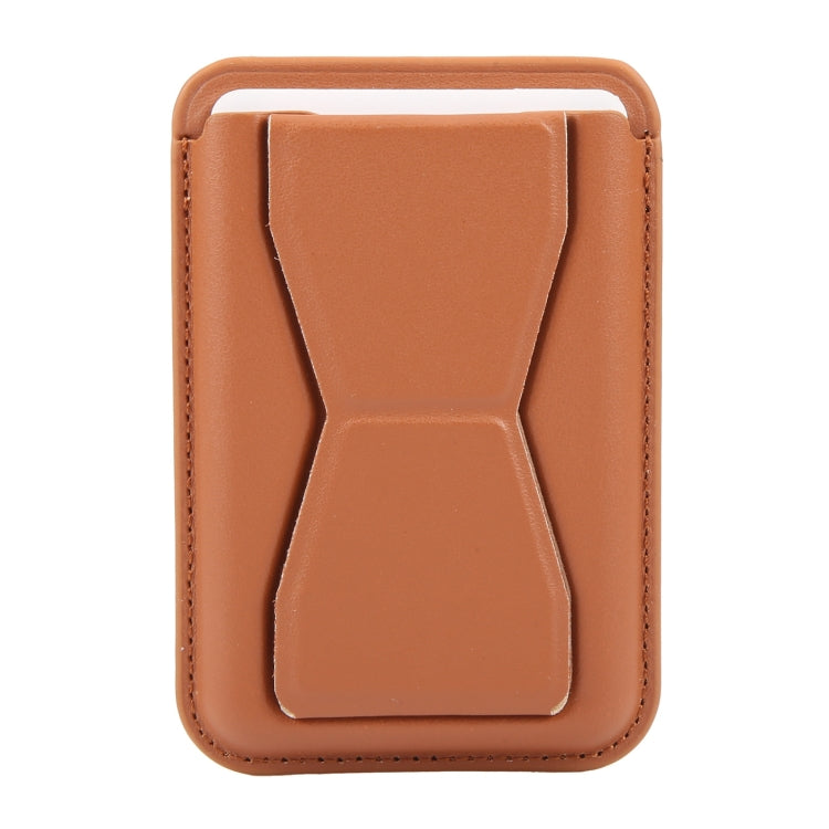 MagSafe Magnetic Wallet Card Hourglass Fold Holder Case(Brown) by bashfashion