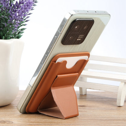 MagSafe Magnetic Wallet Card Hourglass Fold Holder Case(Brown) by bashfashion
