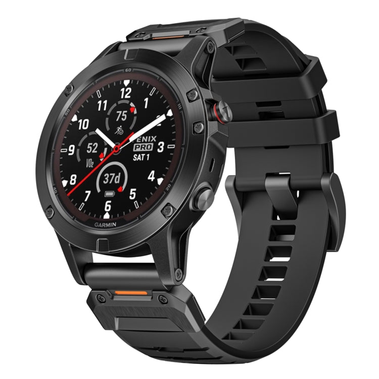 For Garmin Fenix 7 Fluororubber Quick Release Watch Band(Black) by bashfashion