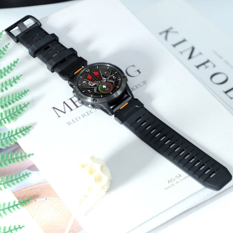 For Garmin Fenix 7 Fluororubber Quick Release Watch Band(Black) by bashfashion