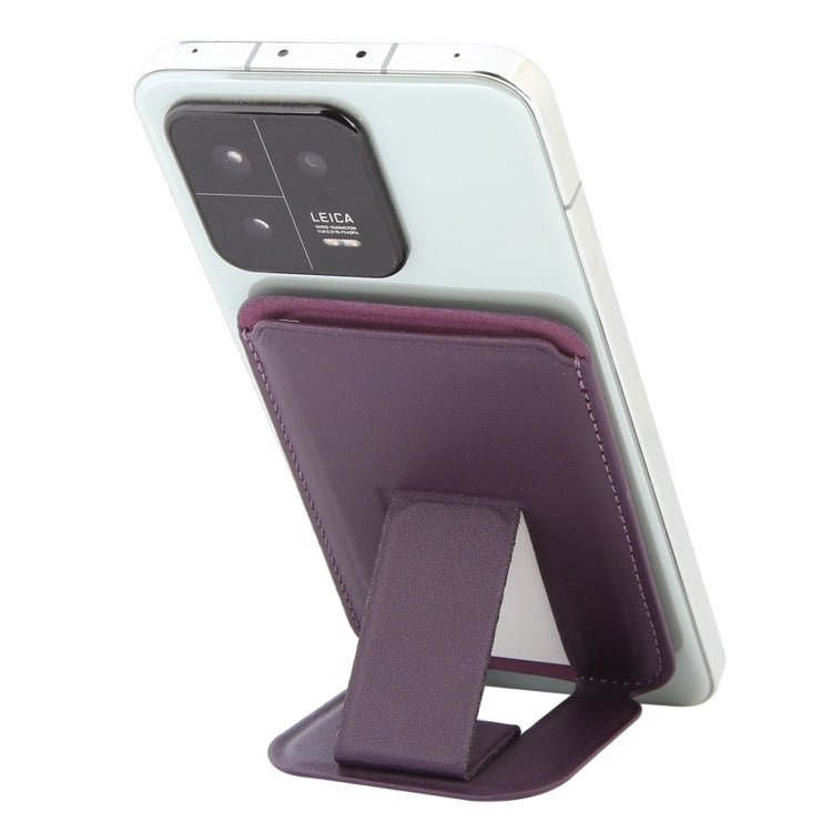 MagSafe Magnetic Wallet Card Square Fold Holder Case(Purple) by bashfashion