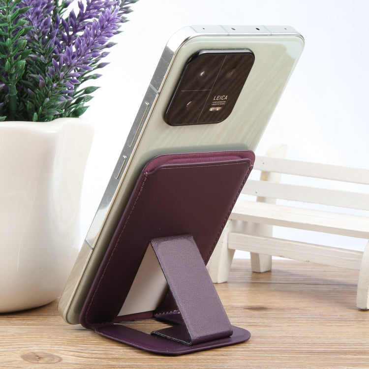 MagSafe Magnetic Wallet Card Square Fold Holder Case(Purple) by bashfashion