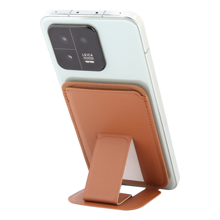 MagSafe Magnetic Wallet Card Square Fold Holder Case(Brown) by bashfashion