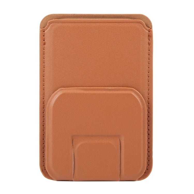 MagSafe Magnetic Wallet Card Square Fold Holder Case(Brown) by bashfashion