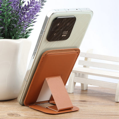 MagSafe Magnetic Wallet Card Square Fold Holder Case(Brown) by bashfashion