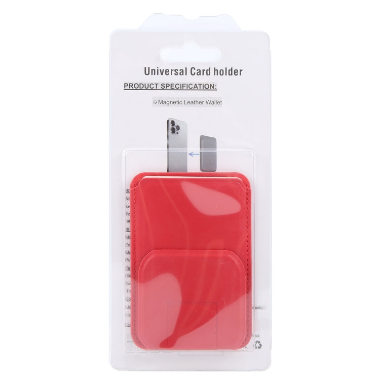 MagSafe Magnetic Wallet Card Square Fold Holder Case(Red) by bashfashion