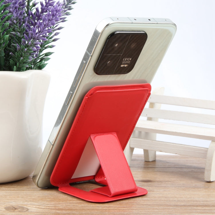 MagSafe Magnetic Wallet Card Square Fold Holder Case(Red) by bashfashion