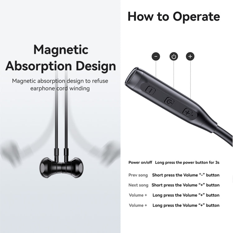 USAMS YQ24 YQ Series BT5.3 Neck-mounted Sports Bluetooth Earphone(Black) by USAMS