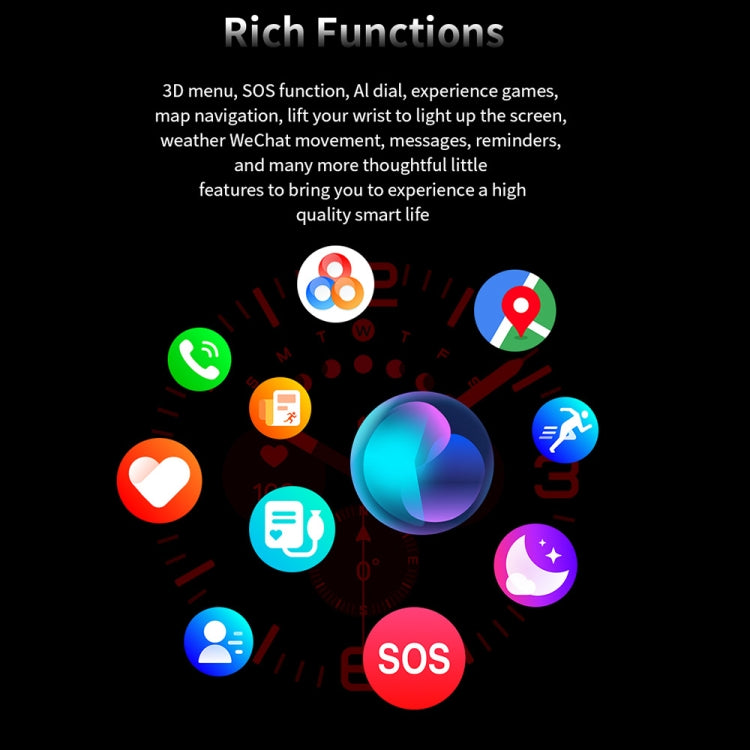 W7 1.43 inch IP68 Waterproof Smart Watch, Support Sedentary Reminder / Sleep Monitoring(Black) by bashfashion