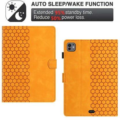 For iPad Pro 11 2025 / 2024 Honeycomb Embossed Leather Smart Tablet Case(Yellow) by bashfashion
