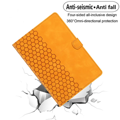For iPad Pro 11 2025 / 2024 Honeycomb Embossed Leather Smart Tablet Case(Yellow) by bashfashion