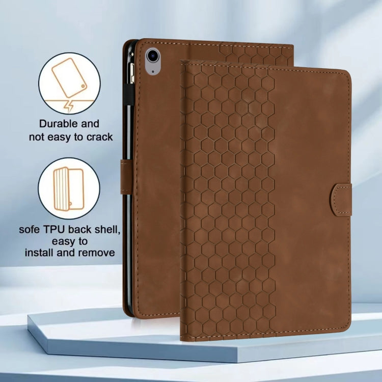 For iPad 2025 / 2022 Honeycomb Embossed Leather Smart Tablet Case(Brown) by bashfashion