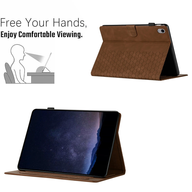 For iPad 2025 / 2022 Honeycomb Embossed Leather Smart Tablet Case(Brown) by bashfashion