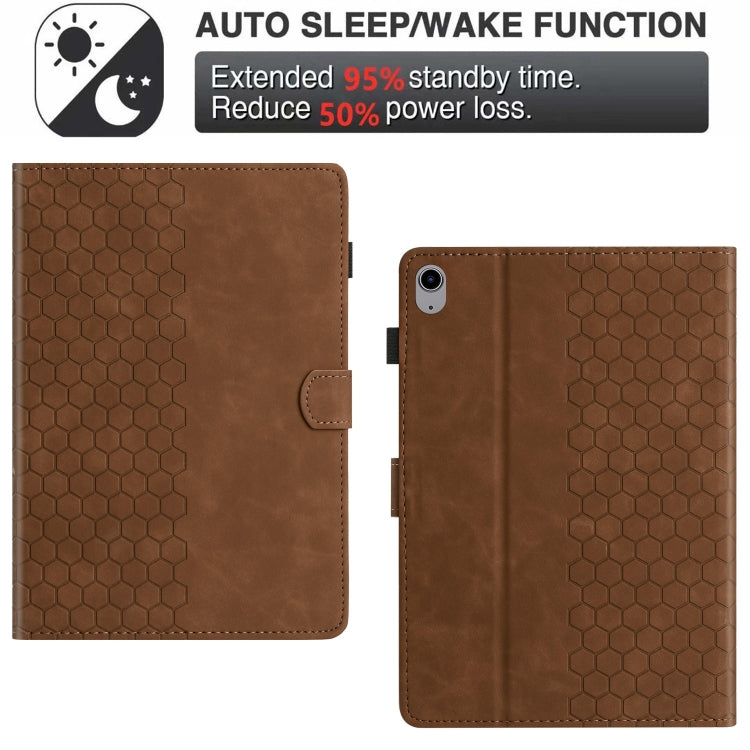 For iPad 2025 / 2022 Honeycomb Embossed Leather Smart Tablet Case(Brown) by bashfashion
