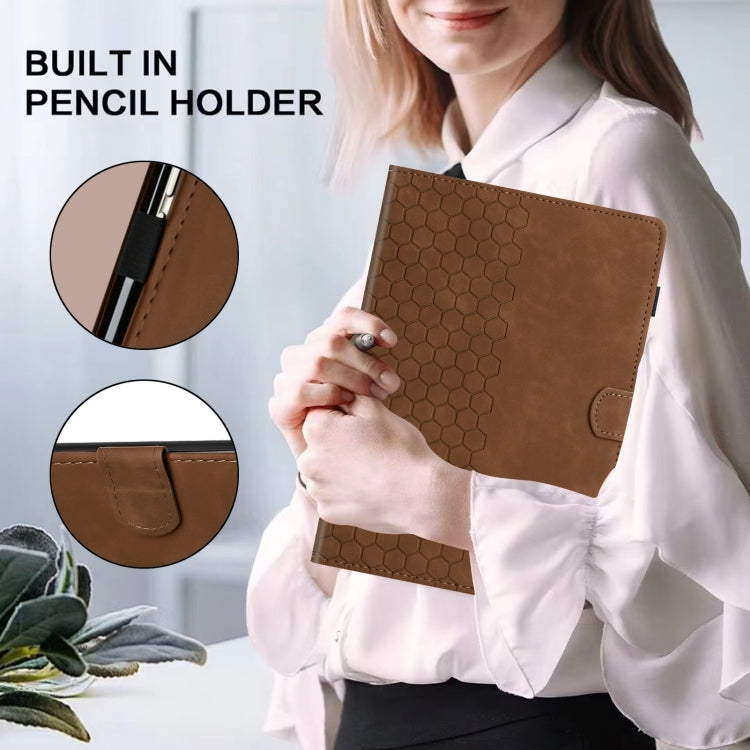 For iPad 2025 / 2022 Honeycomb Embossed Leather Smart Tablet Case(Brown) by bashfashion