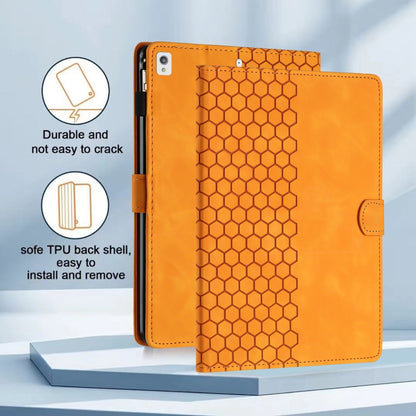 For iPad 10.2 2021 / 2020 / 10.5 2019 Honeycomb Embossed Leather Smart Tablet Case(Yellow) by bashfashion
