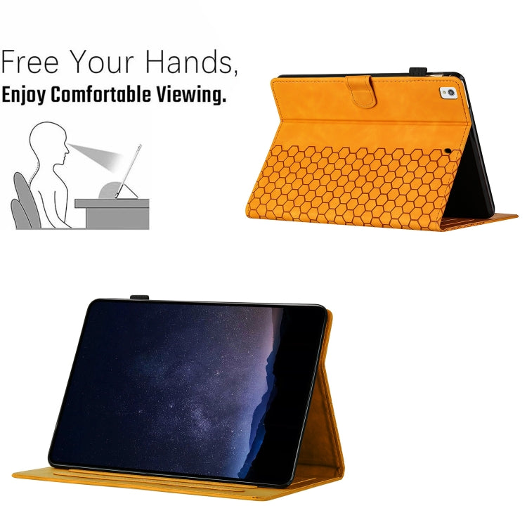 For iPad 10.2 2021 / 2020 / 10.5 2019 Honeycomb Embossed Leather Smart Tablet Case(Yellow) by bashfashion
