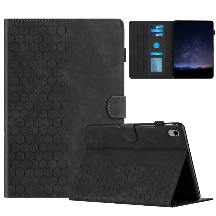 For iPad mini 6 / mini 2024 Honeycomb Embossed Leather Smart Tablet Case(Black) by bashfashion