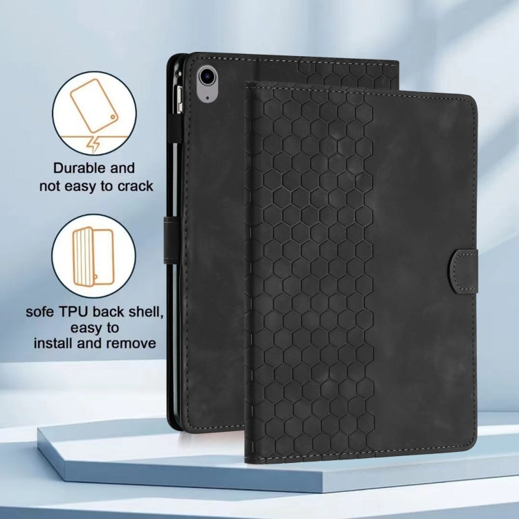 For iPad mini 6 / mini 2024 Honeycomb Embossed Leather Smart Tablet Case(Black) by bashfashion