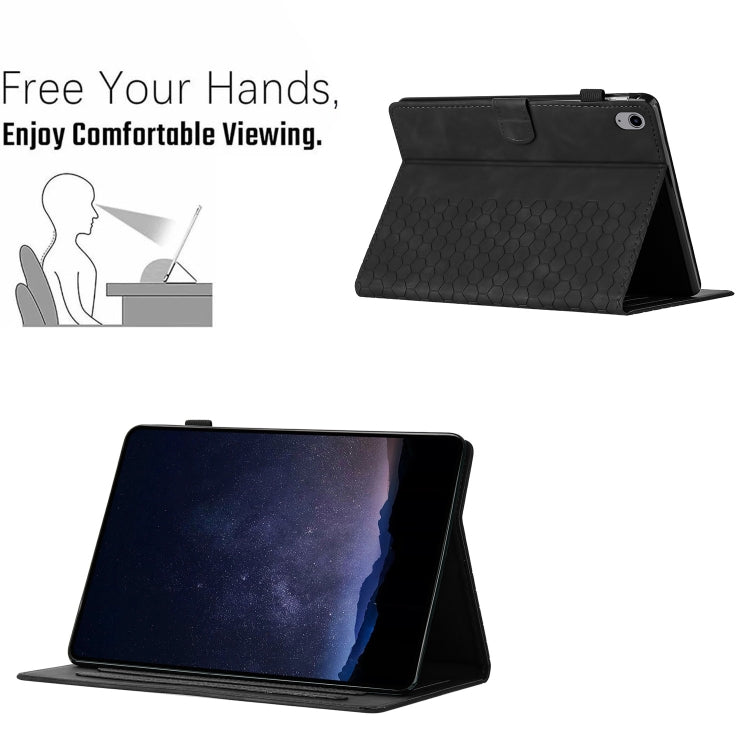 For iPad mini 6 / mini 2024 Honeycomb Embossed Leather Smart Tablet Case(Black) by bashfashion