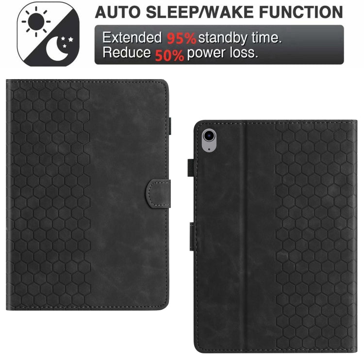 For iPad mini 6 / mini 2024 Honeycomb Embossed Leather Smart Tablet Case(Black) by bashfashion
