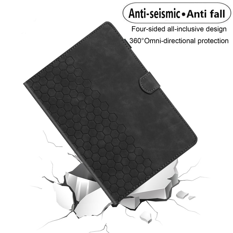 For iPad mini 6 / mini 2024 Honeycomb Embossed Leather Smart Tablet Case(Black) by bashfashion