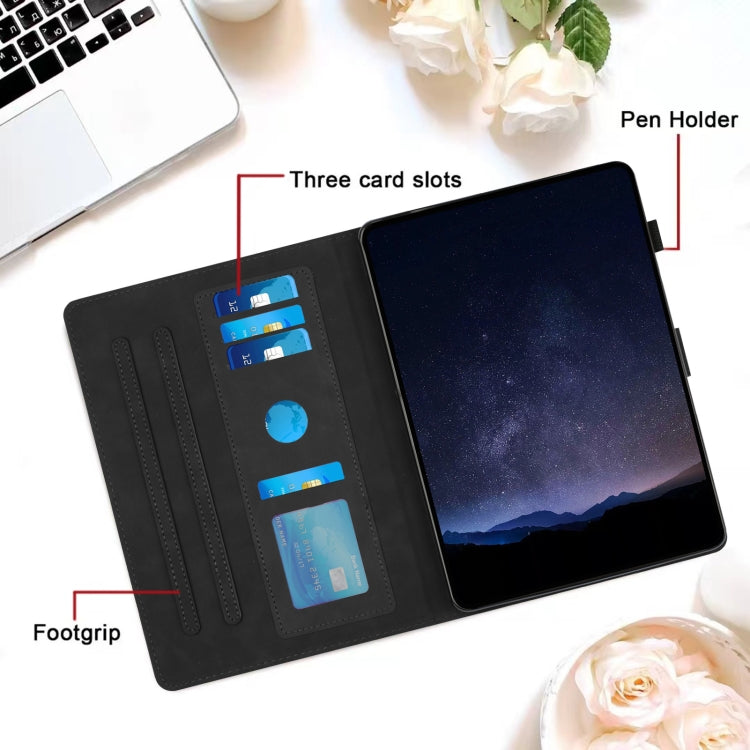 For iPad mini 6 / mini 2024 Honeycomb Embossed Leather Smart Tablet Case(Black) by bashfashion