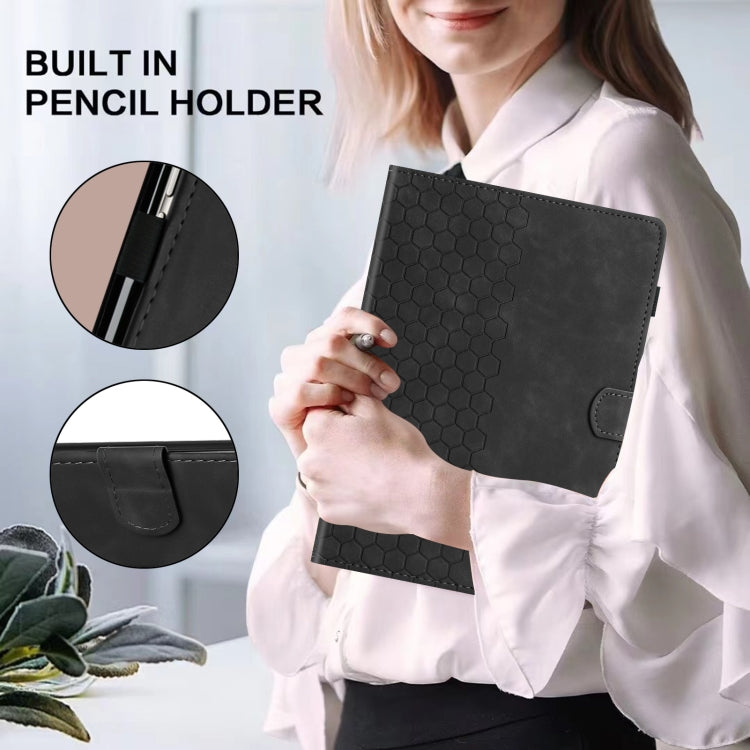 For iPad mini 6 / mini 2024 Honeycomb Embossed Leather Smart Tablet Case(Black) by bashfashion