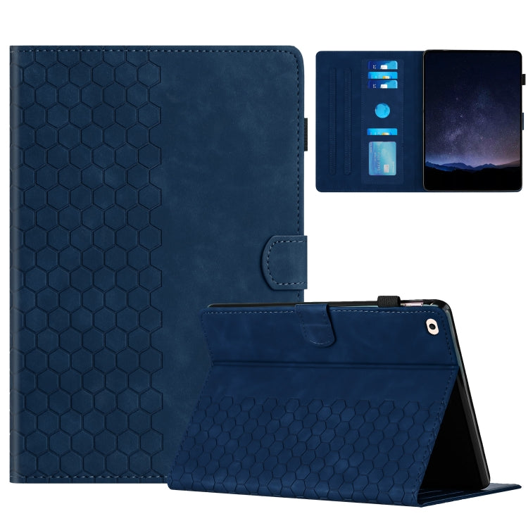 For iPad Pro 9.7 / 9.7 2018 / 2017 Honeycomb Embossed Leather Smart Tablet Case(Blue) by bashfashion