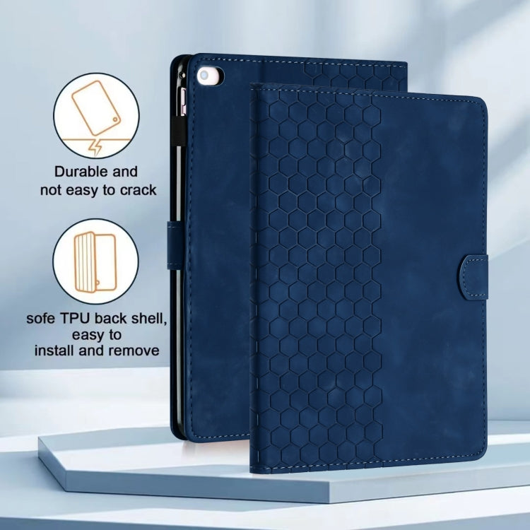 For iPad Pro 9.7 / 9.7 2018 / 2017 Honeycomb Embossed Leather Smart Tablet Case(Blue) by bashfashion