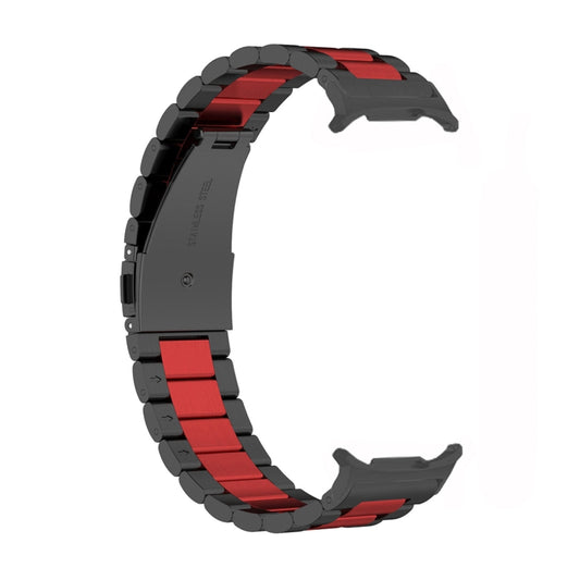 For Samsung Galaxy Watch Ultra 47mm / Ultra 2025 Three Beads Stainless Steel Watch Band(Black Red Black) by bashfashion