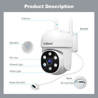 SriHome SH061 2MP AI Humanoid Tracking Infrared Night Vision Camera(UK Plug) by SriHome
