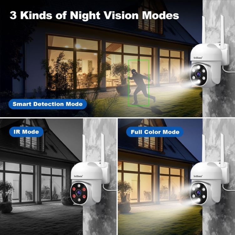 SriHome SH061 2MP AI Humanoid Tracking Infrared Night Vision Camera(UK Plug) by SriHome