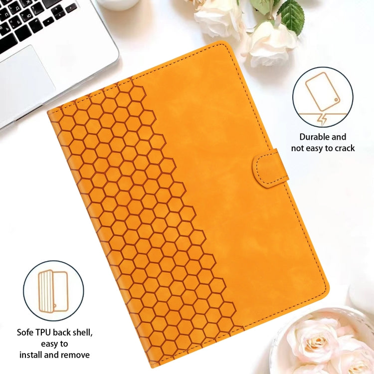 For Huawei MatePad T10 / T10S Honeycomb Embossed Leather Tablet Case(Yellow) by bashfashion